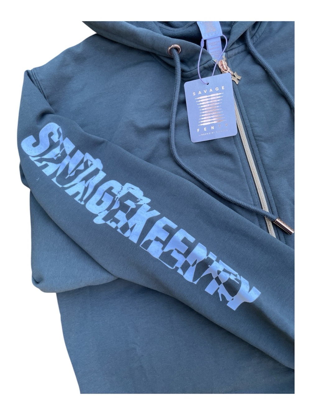 Savage X Fenty Hooded Onesie Jumpsuit Rose Gold and Charcoal Gray Sz XL - Picture 5 of 12